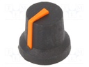 Knob; with pointer; rubber,plastic; Shaft d: 6mm; Ø16.8x14.5mm