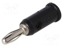 Plug; 4mm banana; 15A; 5kV; black; with transversal socket