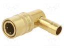 Quick connection coupling; angled 90°; 15bar; Mat: brass; L: 52mm