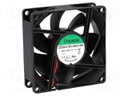 Fan: DC; axial; 12VDC; 80x80x25mm; 56.1m3/h; 28dBA; ball bearing