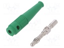 Plug; 4mm banana; 32A; green; 2.5mm2; Plating: nickel plated; 69mm