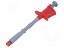 Clip-on probe; crocodile; 20A; red; Grip capac: max.18mm; 1000V