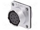 Socket; female; WS; PIN: 9; flange (4 holes),for panel mounting