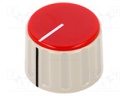 Knob; with pointer; ABS; Shaft d: 6mm; Ø28.5x19.5mm; grey; red