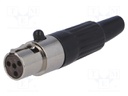 Plug; XLR mini; female; PIN: 4; for cable; soldering; straight