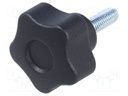 Knob; Dia: 25mm; M5; 16mm; H: 19mm; technopolymer (PA); black