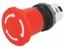 Switch: emergency stop; Stabl.pos: 2; 22mm; red; Illumin: none; IP66