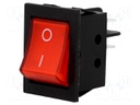 ROCKER; DPST; Pos: 2; OFF-ON; 15A/250VAC; red; neon lamp; 35mΩ