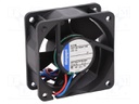 Fan: DC; axial; 60x60x25mm; 42m3/h; 35dBA; ball bearing; 5100rpm