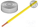 Wire; stranded; Cu; 1x0,25mm2; PVC; yellow; 100V; -10÷85°C; 50m