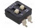 Switch: DIP-SWITCH; Poles number: 2; ON-OFF; 0.1A/50VDC; Pos: 2