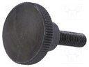 Knob; Dia: 24mm; M6; 20mm; H: 15mm; steel; black; Features: knurled