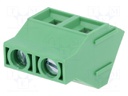 PCB terminal block; angled; 9.52mm; ways: 2; on PCBs; 4mm2; tinned