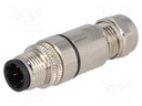 Plug; M12; PIN: 4; male; D code-Ethernet; for cable; soldered; IP67