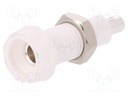 Socket; 4mm banana; 10A; 250VAC; 28.5mm; white; nickel plated; 10mΩ