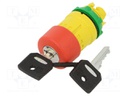 Switch: emergency stop with key; Stabl.pos: 2; 22mm; red; IP66