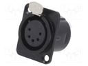 Socket; XLR; female; PIN: 5; with push button; soldering; black