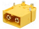 Socket; DC supply; XT60; male; PIN: 2; on PCBs; THT; Colour: yellow