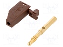 Plug; 4mm banana; 19A; brown; with axial socket