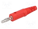 Plug; 4mm banana; 32A; 60VDC; red; with transversal socket