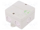 Enclosure: junction box; X: 80mm; Y: 80mm; Z: 52mm; polystyrene; IP65