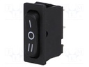 ROCKER; SPDT; Pos: 3; ON-OFF-ON; 6A/250VAC; black; IP40; none; 100mΩ