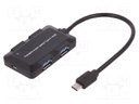 Hub USB; USB 3.0,USB 3.1; black; Number of ports: 4; 10Gbps; 200mm