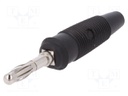 Plug; 4mm banana; 32A; 60VDC; black; 3mΩ; 4.2mm2; Contacts: brass