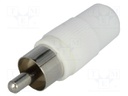 Plug; RCA; male; straight; soldering; white; for cable