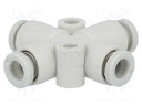 Push-in fitting; -1÷10bar; Mat: polypropylene; 4-fold branch