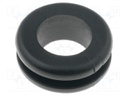 Grommet; Ømount.hole: 12mm; Øhole: 10mm; PVC; black; -30÷60°C