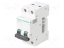 Circuit breaker; 500VDC; Inom: 2A; Poles: 2; DIN; Charact: C; 20kA