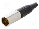 Plug; XLR mini; male; PIN: 5; for cable; soldering; 4A; 0.5mm2; 3.5mm
