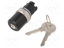 Actuator, Key Operated Switch, 22 mm, Round, Plastic, Key Removal O