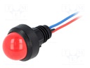 Indicator: LED; prominent; 12VDC; 12VAC; Cutout: Ø13mm; IP40