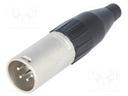 Plug; XLR; male; PIN: 4; straight; for cable; soldering; 133V; 10A