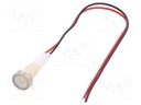 Indicator: LED; flat; 110VDC; 110VAC; Cutout: Ø10mm; 200mm leads