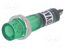 Indicator: with FLUO neon lamp; recessed; green; 230VAC; plastic