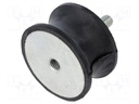 Vibration damper; M12; Ø: 75mm; rubber; L: 40mm; Thread len: 37mm