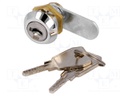 Lock; zinc and aluminium alloy; 15mm; chromium; Key code: 827
