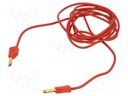 Test lead; 60VDC; 30VAC; 19A; banana plug 4mm,both sides; Len: 2m