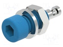 Socket; 2mm banana; 10A; 33VAC; 70VDC; blue; on panel,screw