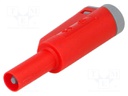 Plug; 4mm banana; 36A; 1kVAC; red; 56mm; 2.5mm2; Connection: screwed