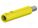 Socket; 4mm banana; 32A; yellow; nickel plated; screw; insulated