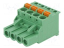 Pluggable terminal block; 5mm; ways: 4; angled 90°; plug; female