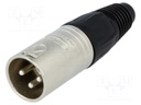 Plug; XLR; male; PIN: 3; straight; for cable; soldering; 16A; 3.5÷8mm