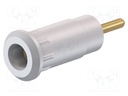 Socket; 2mm banana; 10A; 29mm; white; soldered,on panel; insulated