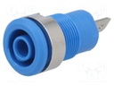 Socket; 4mm banana; 24A; 1kV; Cutout: Ø12.2mm; blue; nickel plated