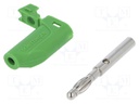 Plug; 4mm banana; 32A; 70VDC; green; with 4mm axial socket; 2.5mm2