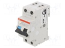 RCBO breaker; Inom: 16A; Ires: 30mA; Poles: 1+N; 230VAC; DIN; IP20